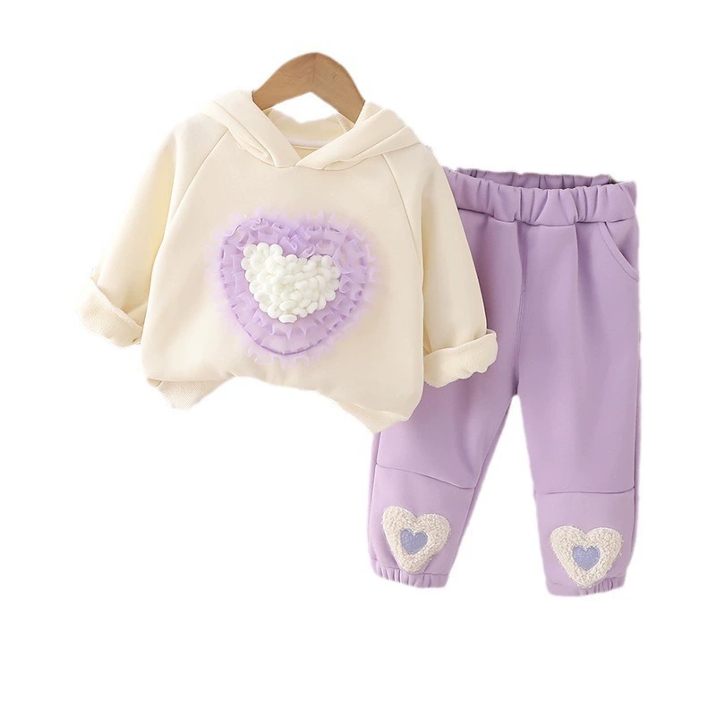 Детский флисовый демисезонный комплект: утеплённый велюровый свитшот с капюшоном и брюки, вестерн‑стиль, 80–120 см