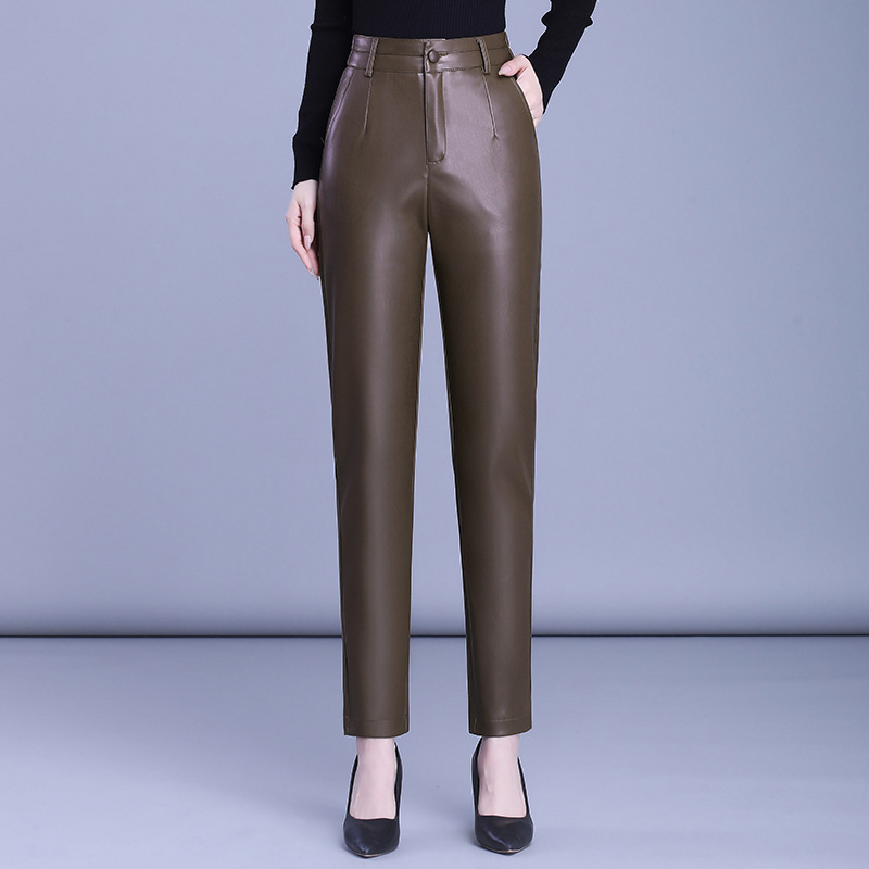 Haining Leather Pants 2026 New Style Women's Loose Fit High-Waisted Casual Versatile Slimming Cropped Pants with Slight Stretch 2230 Haining Leather Pants 2026 New Style Women's Loose Fit High-Waisted Casual Versatile Slimming Cropped Pants with Slight Stretch 2230