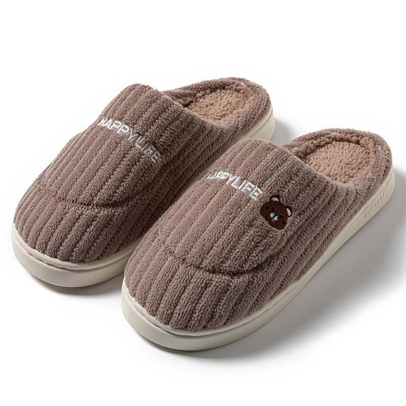 Zapatillas de algodón rojo para mujeres otoño y invierno en el hogar dormitorio calentamiento zapatos de lana suave cómodos zapatos de terciopelo al por mayor