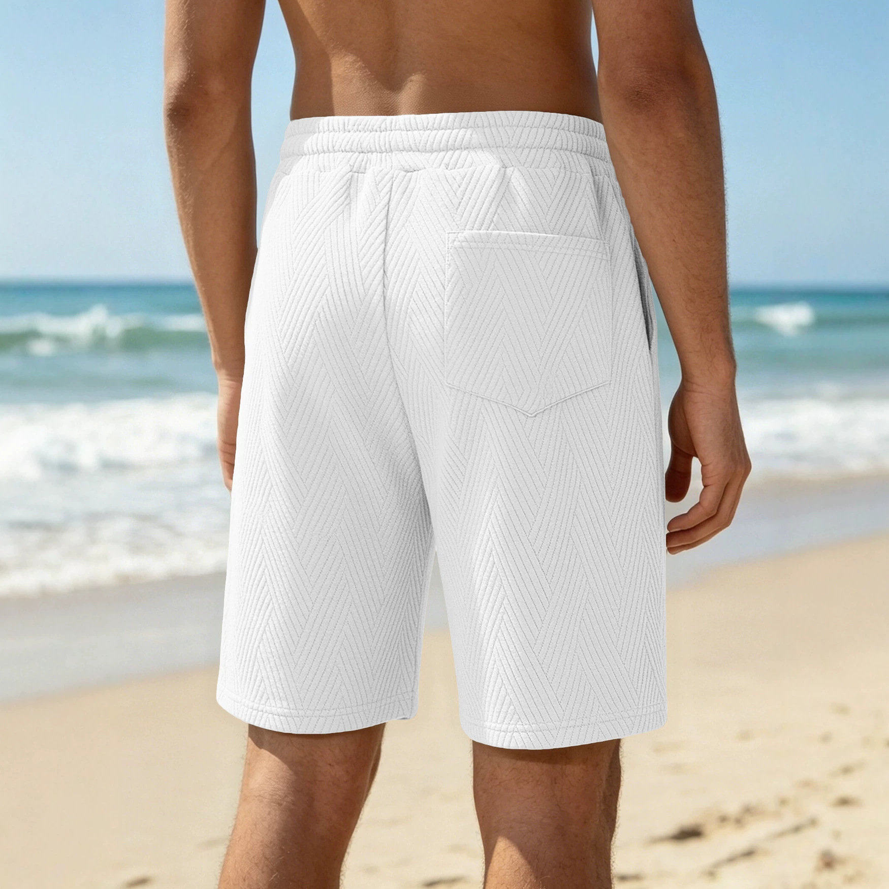 Pantalones Cortos de Playa Holgados para Hombre de Poliéster, Transpirables con Cordón, para Deporte