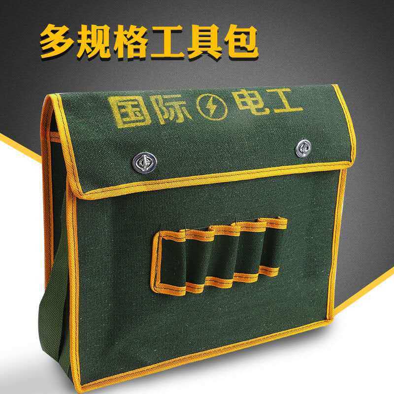 Bolsa de herramientas auténtica, lona gruesa, tamaño ampliado, nuevo modelo para técnicos de instalación, bolsa de almacenamiento resistente al desgaste para protección laboral, bolsa de electricista.