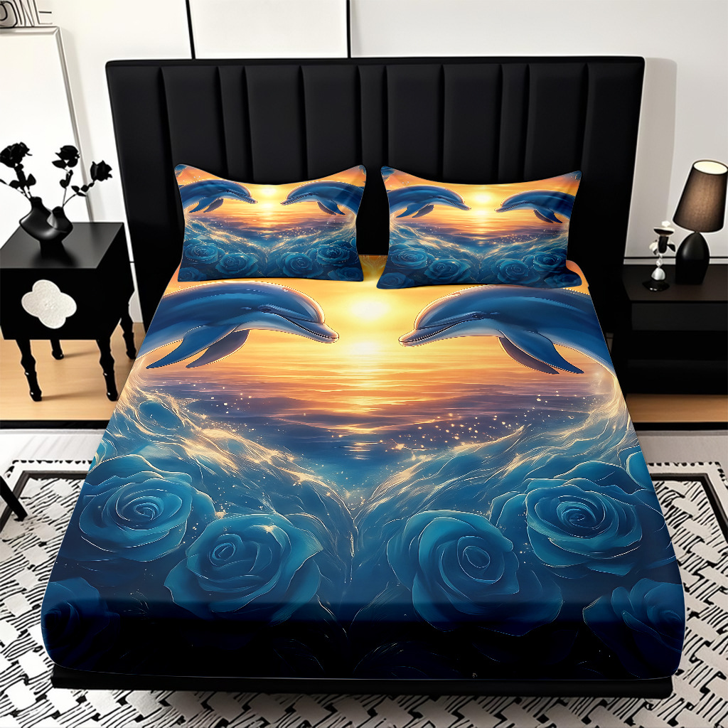 TEMU / JIT transfronterizo encantadora criatura submarina impresa digital 3D cama de cama de cama