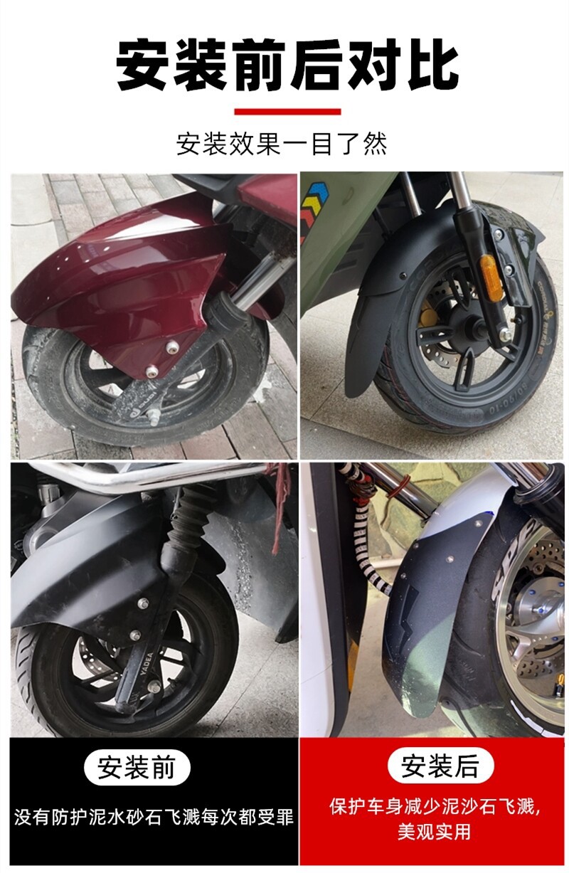 Motorcycle Extended Front Fender Modification Parts, Universal Rear Wheel Mudguard for Electric Scooters and Tricycles