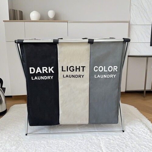 Specially provided for fabric dirty clothes basket, foldable washable large Oxford cloth storage bag, aluminum portable cylinder laundry bag