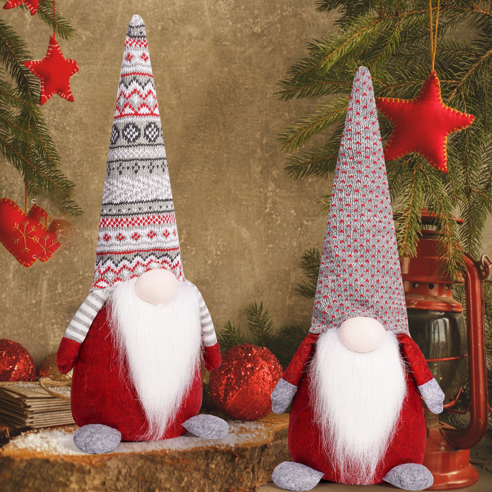 Navidad transfronteriza sentada muñeca sin cara patrón creativo sombrero de punto Rudolph adornos de mesa adorables decoraciones