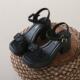 Soft Leather Soft Surface Sandals Women's Fairy Style 2025 Summer New Comfortable Thick Heel Middle Heel Platform High Heel