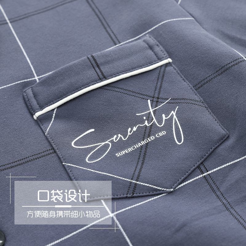 Pijamas de hombre de algodón puro primavera y otoño se pueden usar sueltos de gran tamaño casual ropa a domicilio de manga larga traje de dos piezas