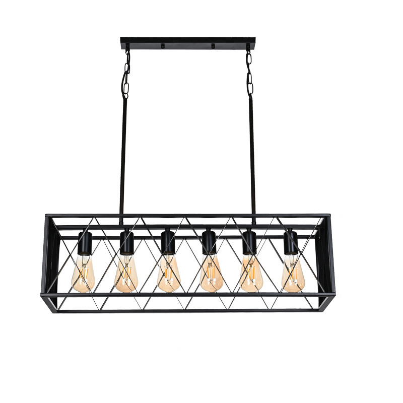 Personalidad creativa loft estilo industrial rectángulo negro marco de hierro forjado restaurante pasillo tienda de ropa barra candelabro