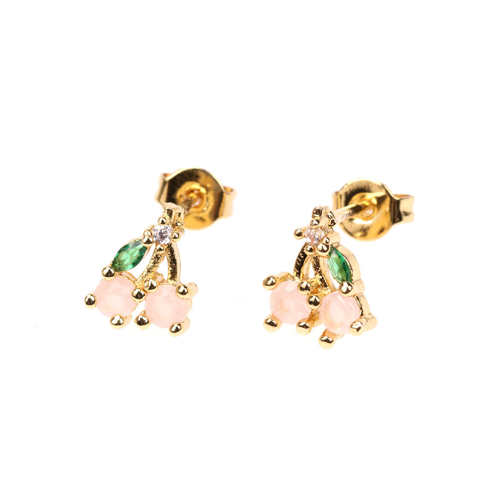 Wholesale Jewelry Cute Fruit Zircon Copper Earrings Nihaojewelry display picture 7