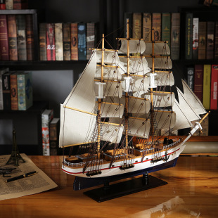 Wooden Sailboat Model Ornaments European Style Bedroom Decorations Home Ornaments Gift Smooth Sailing