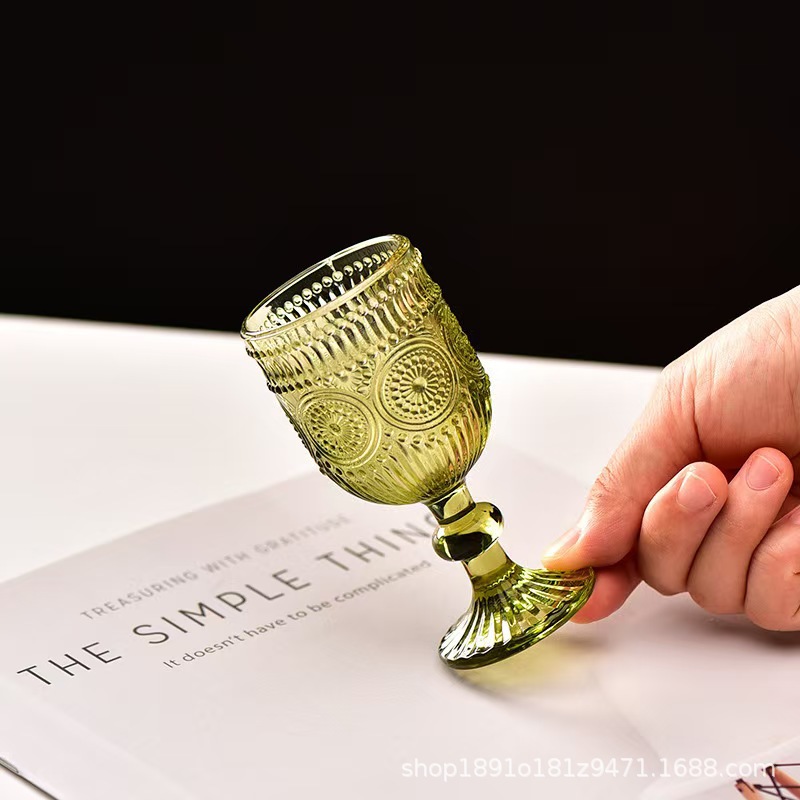 Nuevo retrógrado tallado alto taza de agua taza de vino taza de bebida creativa elegante casa hotel café utensilios de vino
