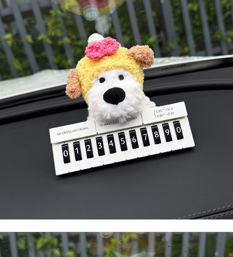 Cute Piano West Highland Dog Car Temporary Parking Number Plate Creative Car Decoration 2026 New Model