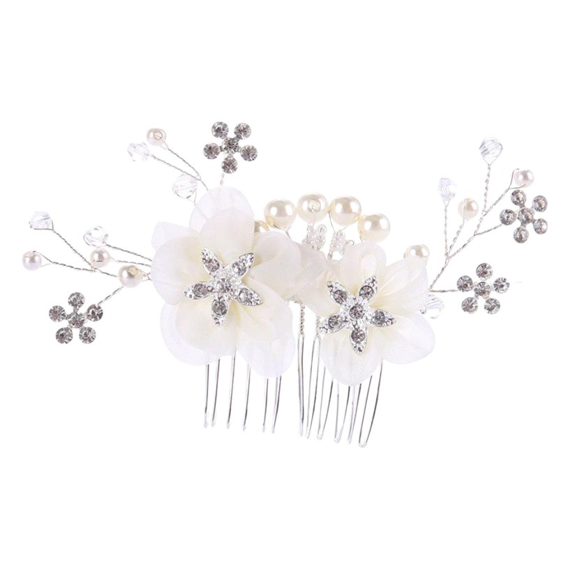 2023 nuevas mujeres perla peine del pelo blanco cristal tocado banquete updo accesorios nupcial tocado insertar peine al por mayor