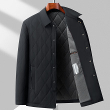 男式棉服2024秋冬装桑蚕丝内胆翻领中年商务轻便休闲棉衣保暖外套