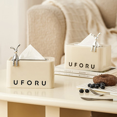 Creative spring tissue box bedroom desktop high-end light luxury cream style home living room bathroom lift paper box