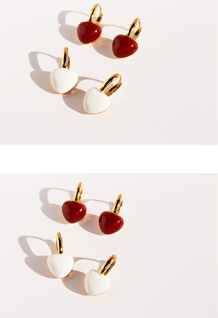 Holiday, Daily Occasion 1 Pair IG Style Sweet Heart Shape Enamel Plating Brass 18K Gold Plated Drop Earrings