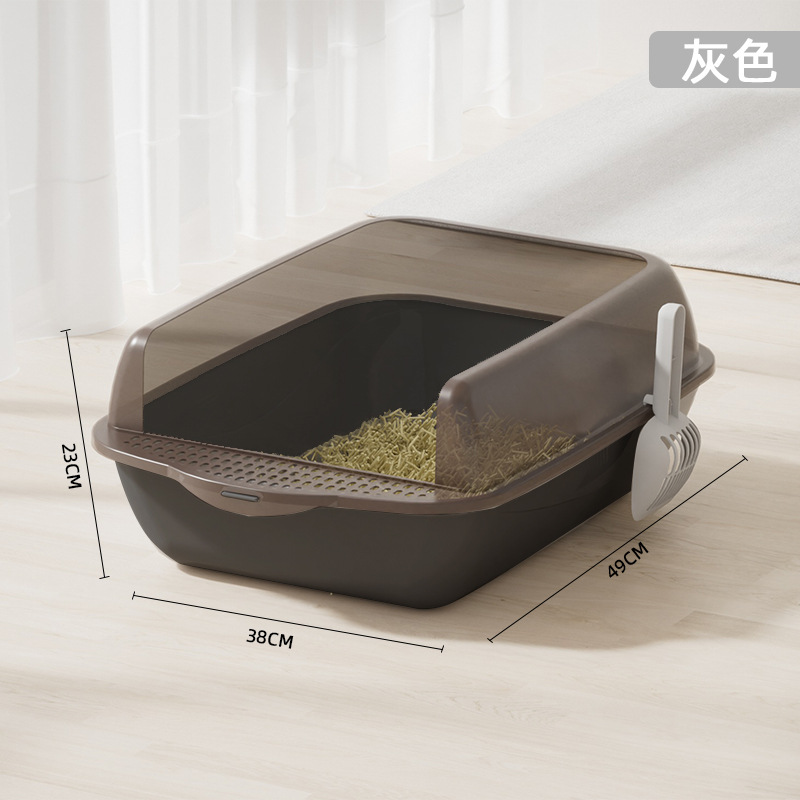 Gran caja de arena para gatos semicerrada para evitar salpicaduras externas, fácil de limpiar, pañales para gatos, pala, fábrica de inodoros para gatos