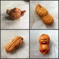 Taihang Yabai Creative Handle Item Peanuts Small Tea Pot Money Bag Guanyin Decoration Pendant Wood Carving Handicraft 
