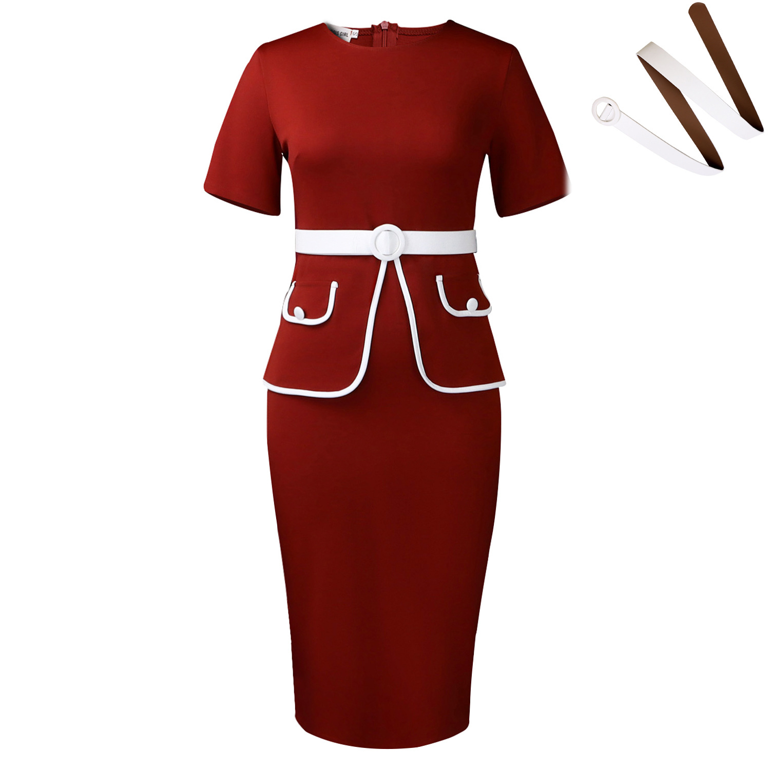 Elegant Plus Size Bodycon Dress Short Sleeve Stretch Fabric Fashionable Design Office Wear or Casual Occasion