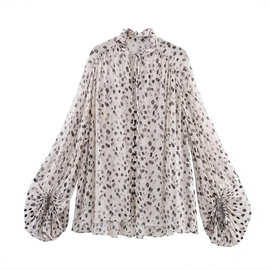 2025春夏季新款女装气质时尚简约百搭宽松休闲长袖波点衬衫