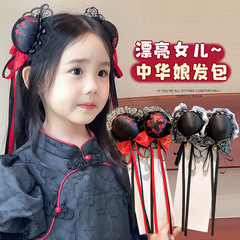 中华小厨娘头饰甜美发包儿童Lolita配饰新中式旗袍连衣裙套装发夹