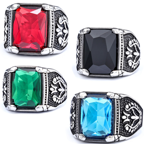 Tulip Rings Jewelry Cross-Border Nordic Hot-Selling Retro Tulip Gemstone Nested