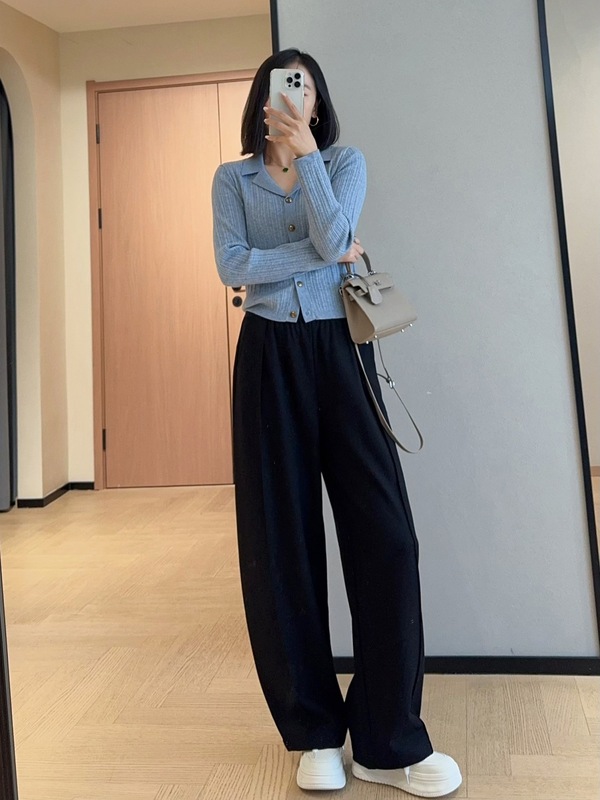 朵妮DN修饰腿型立体褶裥天丝羊毛阔腿西装裤高腰显瘦休闲裤女2025|undefined