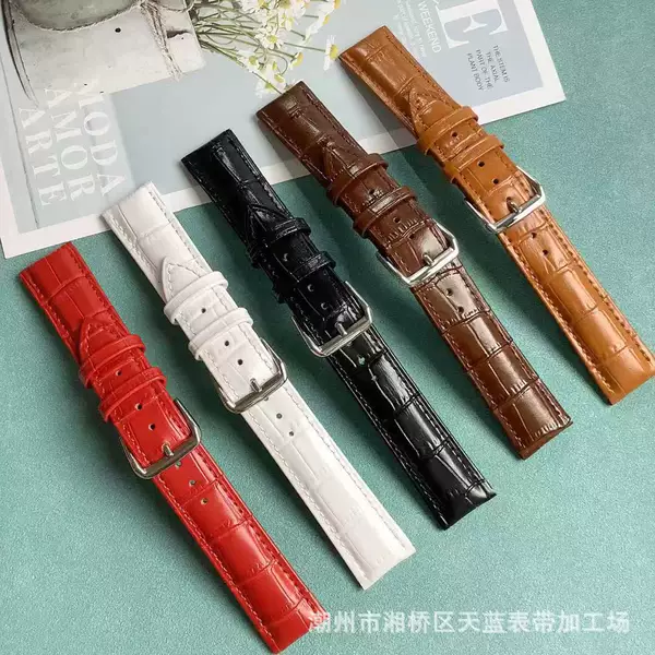 Genuine Leather Watch Straps for Men and Women, Cowhide Watch Straps, Bamboo Pattern Crocodile Pattern Pin Buckles, Soft Waterproof Watch Chain Accessories, Multi-Color