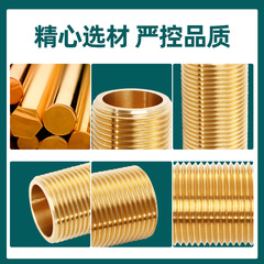 Brass through wire double outer wire through wire threaded interface extension union double inner wire copper joint (Zhongxun Hardware)