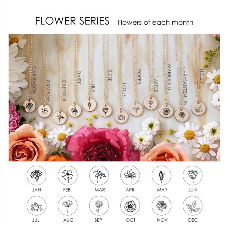 Fashion Lettering Flower Titanium Steel Necklace Wholesale display picture 1