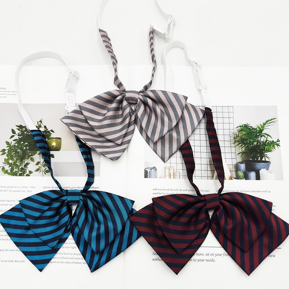 Fabricante spot doble mariposa grande JK pajarita pajarita flor traje de soltero todo fósforo raya universal lazo mujer