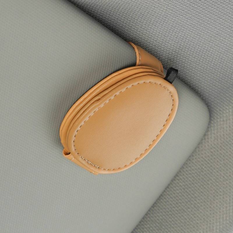 Sunglasses Clip Holder – Qìchē Multimediya və saxlama aksesuarları - multifunctional-leather-glasses-clip-creamy-yellow