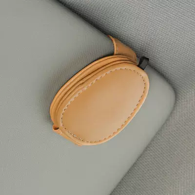 clip car sunglasses bracket – Multimediya və saxlama aksesuarları - multifunctional-leather-glasses-clip-beige