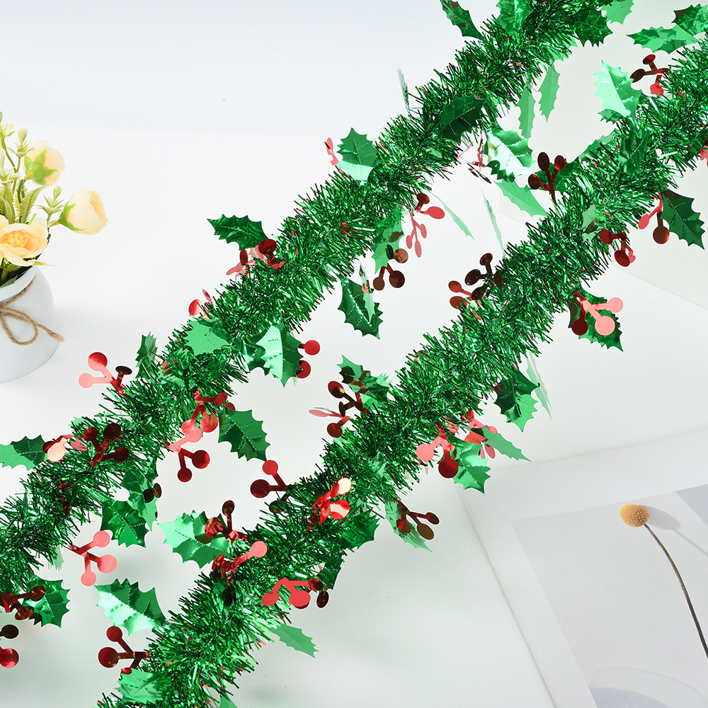 Nuevo cifrado transfronterizo Harry Leaf Red Baya Tiao Hierba Festival de Navidad Decoración Tiao de color 2 m Cifrado
