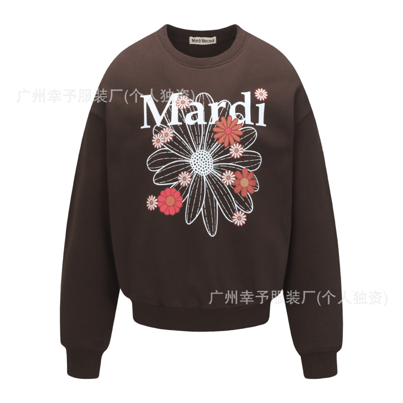 韩国Mardi卫衣赵露思同款小雏菊腊肠狗女秋冬刺绣印花套头圆领外|undefined