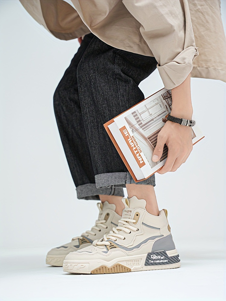 Herren High Top Retro Sneaker Mit Chunky Sohle Freizeitschuhe_voghion.com