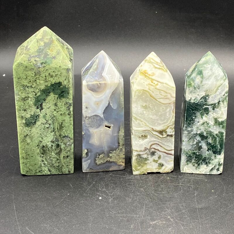 天然水草玛瑙柱子小摆件手工雕刻件桌面摆件手工雕刻件装饰 买一送一 图 5