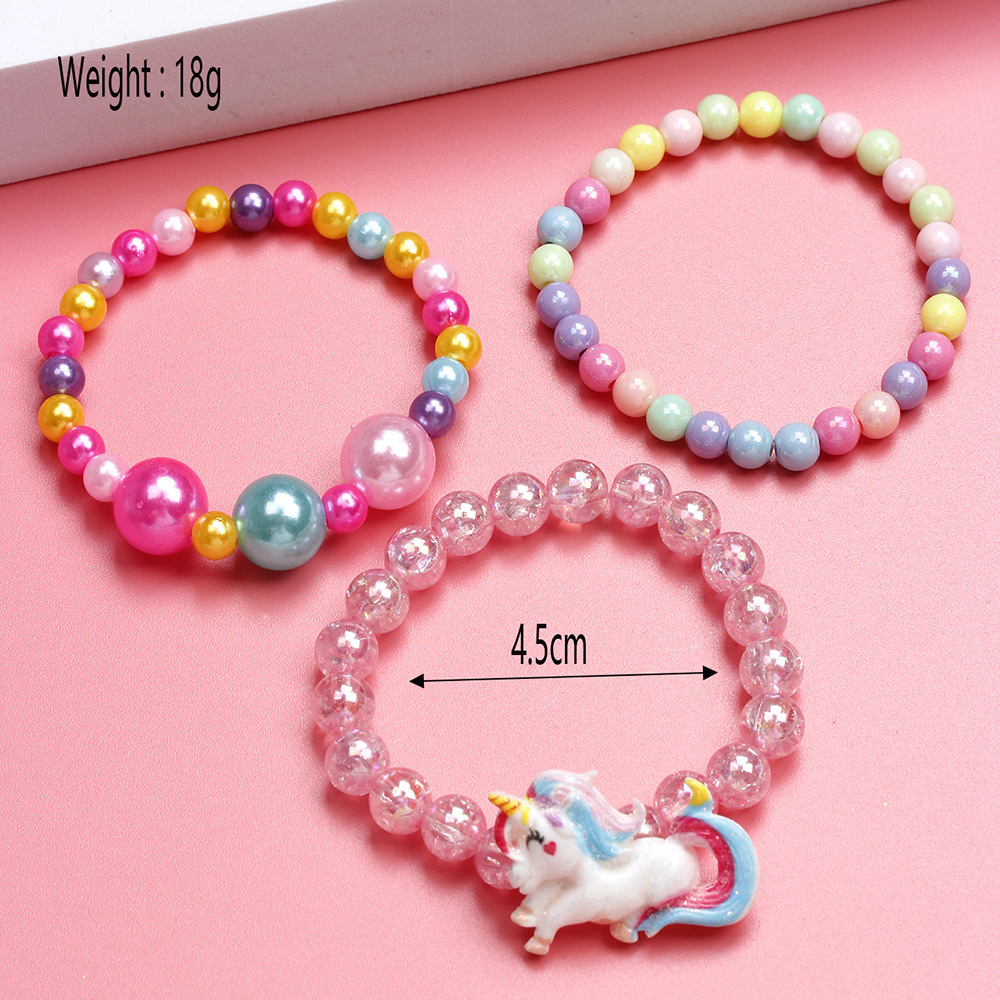 Cartoon Style Unicorn Plastic Beaded Bracelets