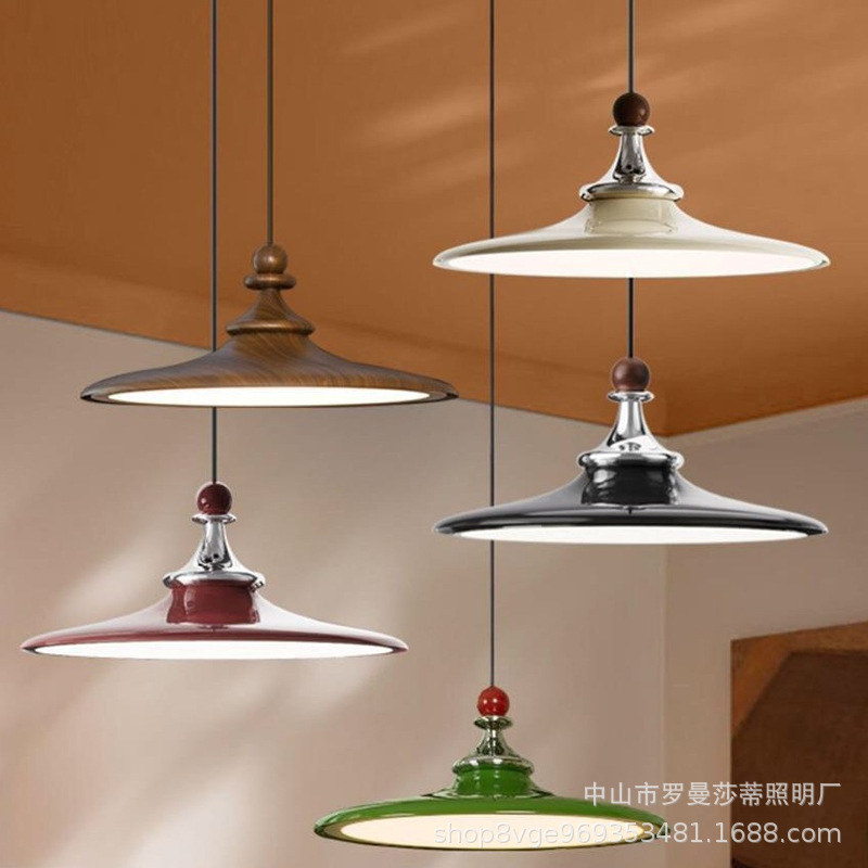 New Mid-Century Style Restaurant Chandelier 2025 New French Retro Dining Table Lamp Chess Round Table Lamps Flying Saucer Lighting