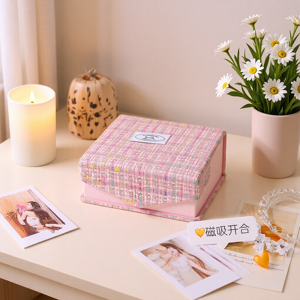Caja de tarjetas de viento de fragancia pequeña pu corazón de niña de alto valor dibujos animados a prueba de polvo estudiantes hebilla magnética estrella pequeña tarjeta caja de almacenamiento escritorio