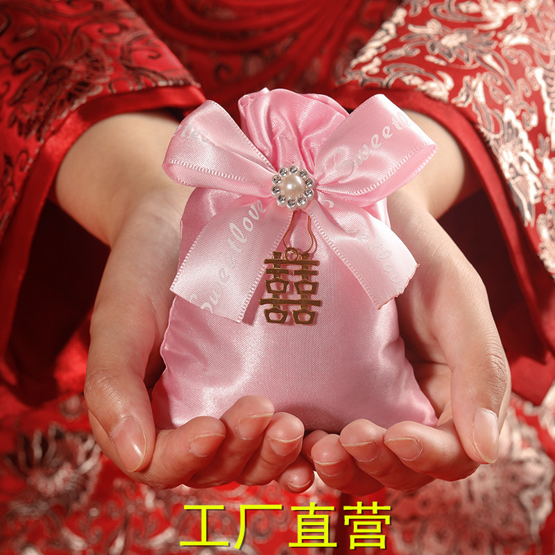 新款结婚专用喜糖袋子纱布袋婚礼婚宴喜糖盒子糖果包装回礼袋厂家