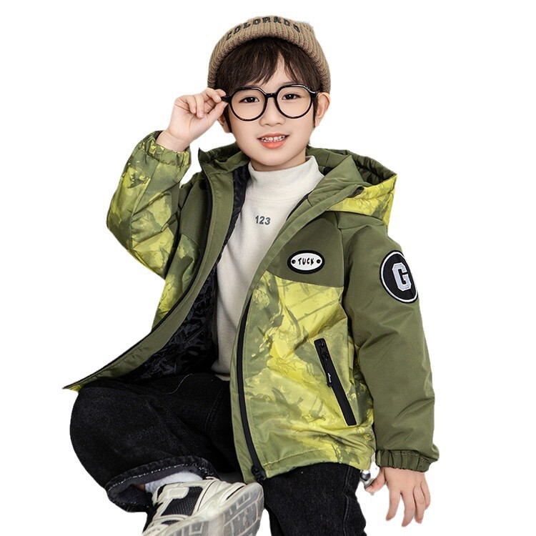 2024 새로운 어린이 대외 무역 겨울 넥타이 염색 스티칭 재킷 누빔안감 따뜻한 3 방수 면봉 재킷