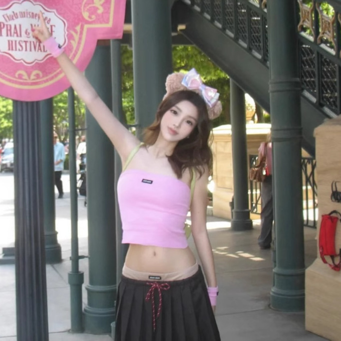 【Limited Time Special Offer】Miu Series Strapless Top 25 Summer New Model Shenzhen Nanyou High Version Ribbed Trim Slim Fit Pure