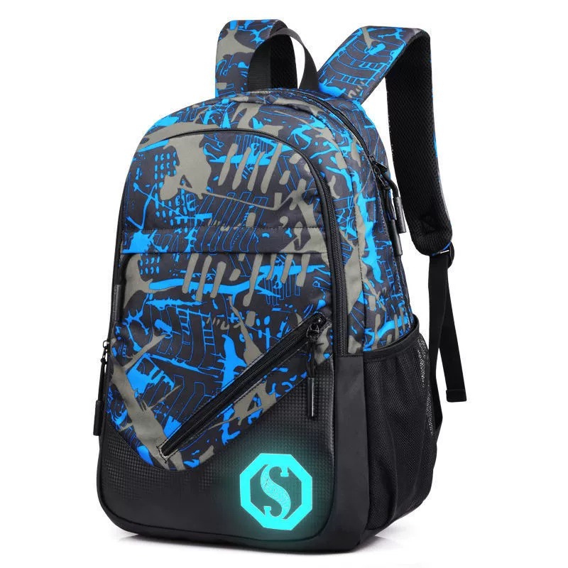 Школьный rucksack, набор рюкзаков с USB-зарядным устройством, корейский стиль, для средней школы, комплект из 3 предметов, хлопок оксфорд (Oxford cloth)