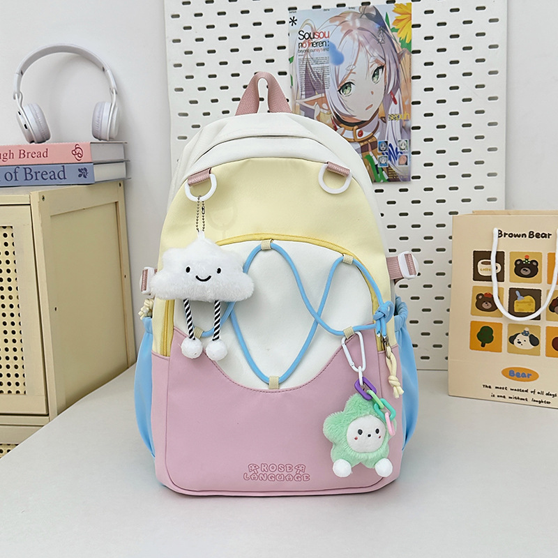 Mochila escolar de todo fósforo para niña fresca, salida de primavera, mochila ligera y pequeña, mochila de estudiante de color de contraste, mochila escolar