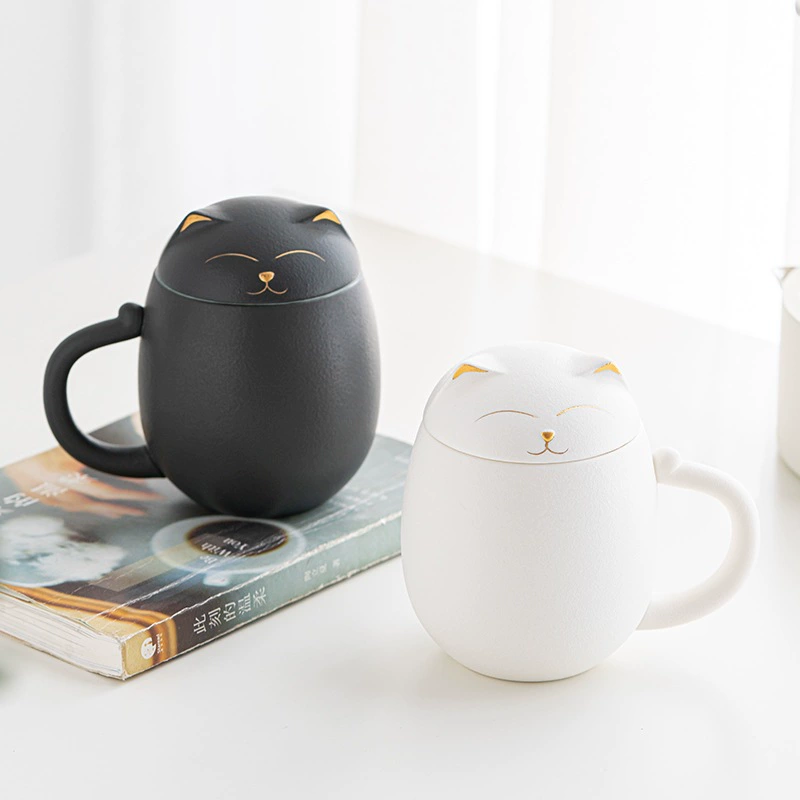 Creative tea cup, capacious ceramic cigarette holder engraved, for luck
