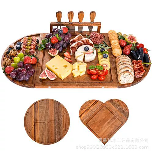 Деревянные поддоны магнитные всасывающие наборы Разделяемая комбинация сырная сырная доска для пикника Портативный деревянный разделочный диск