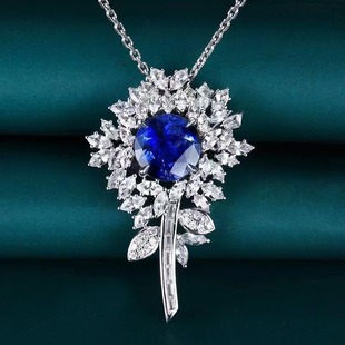 Natural Sri Lanka Royal Blue Sapphire Pendant Brooch Dual-use 3.1 karat 18K Gold Diamond Pendant Jewelry
