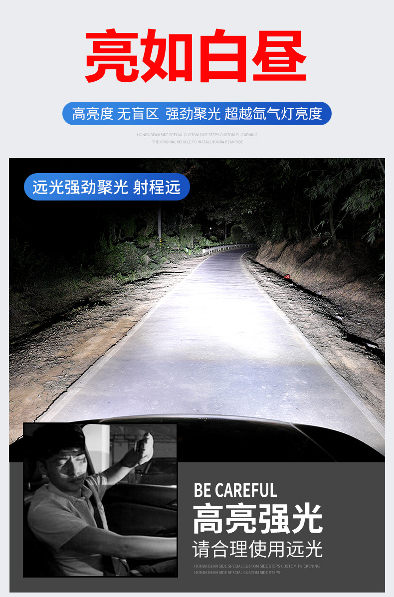 Cross-Border Popular Product: Built-In Led Car Headlights H7 High/Low Beam, H4 Modified Headlights, H1 Headlamps, Car Lights, H11 Bulbs