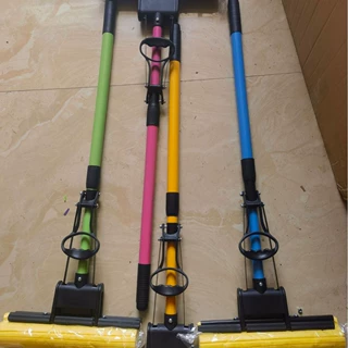 新款推荐27CM胶棉拖把铁杆单排滚轮式吸水拖把海绵拖把Sponge Mop